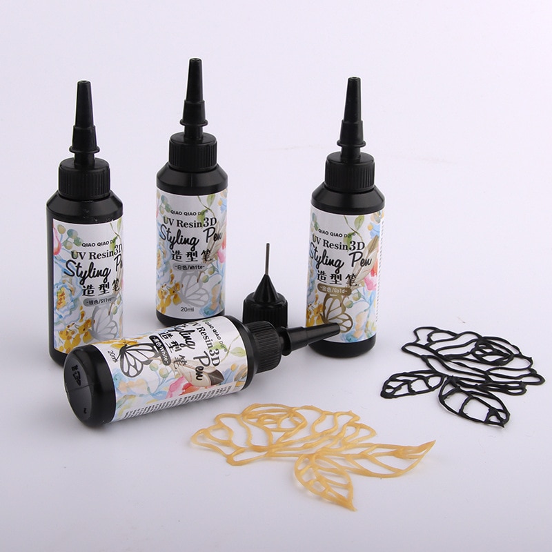 20ml UV Resin 3D Styling Pen Gold Silver Color UV Glue Liquid Printing DIY Epoxy Resin Mold Draw The Edge Ultraviolet Curing