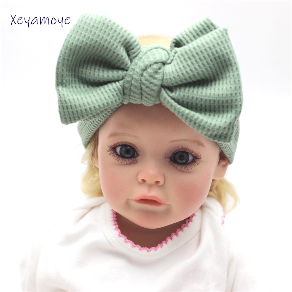 Big Bow Baby Baby girls Headband Knitted Bowknot Newborn Infant Turban Wide Elastic Headwrap Child Girl Hair Accessories Bandeau