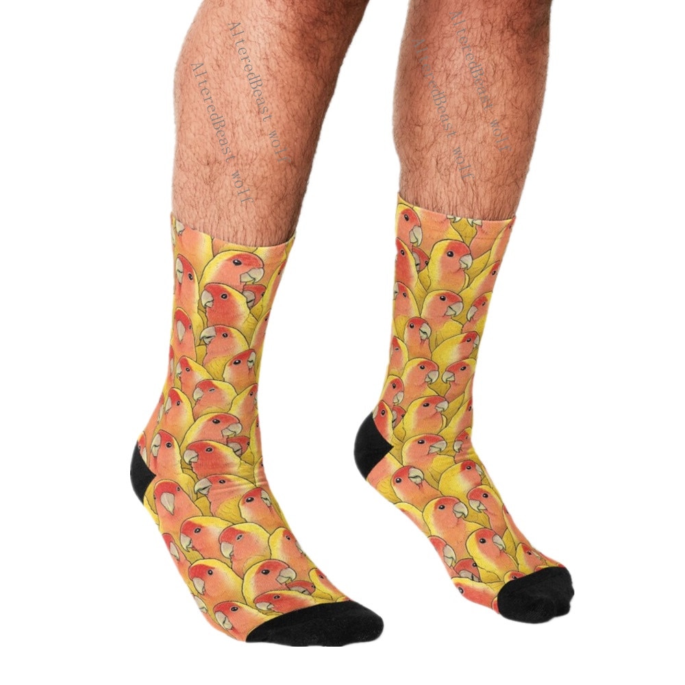 Funny Socks Men harajuku Lutino Peach Face Lovebird Cartoon Printed Happy hip hop Novelty Skateboard Crew Casual Crazy Socks