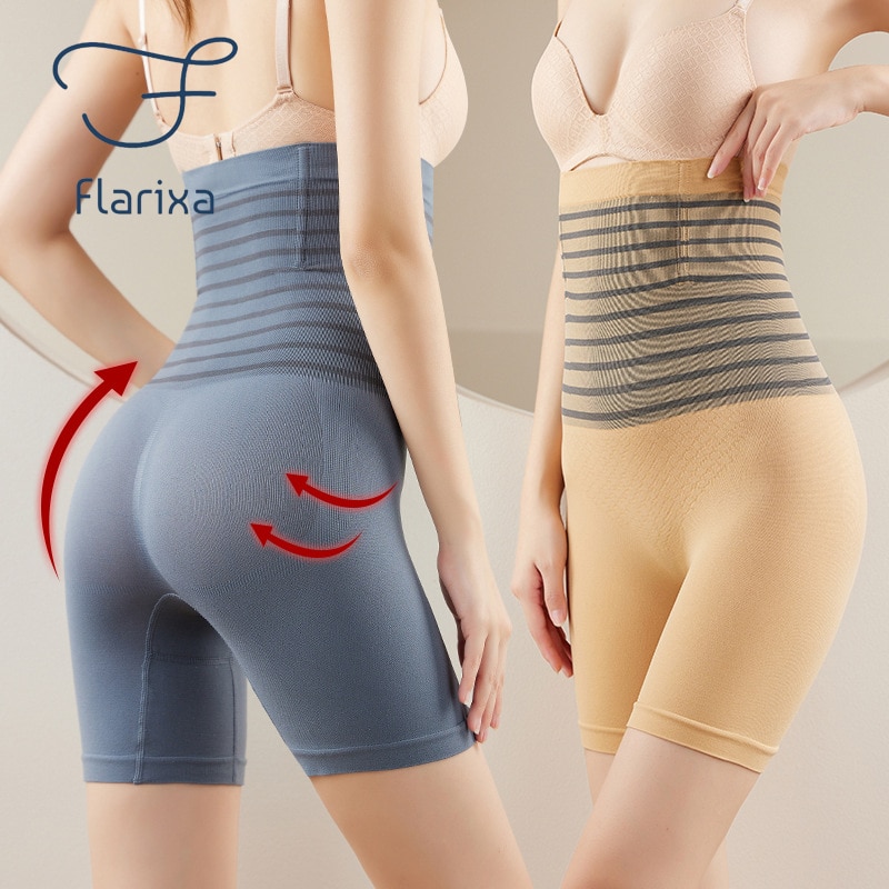 Flarixa High Waist Flat Belly Panties Plus Size Seamless Women's Shorts Body Shaping Boxers XXL Safety Shorts Slimming Unde
