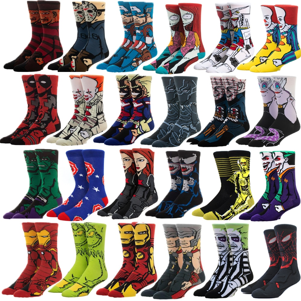 Men fashion socks anime funny socks hip hop personality anime socks cartoon fashion skarpety high quality sewing pattern socks