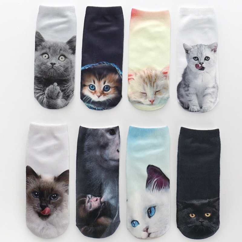 Baby Girls Boys Cartoon 3D Printing Cat Socks For Unisex Cotton Low Ankle Kids cute Sock Kids Fashion Funny Sock four seasons