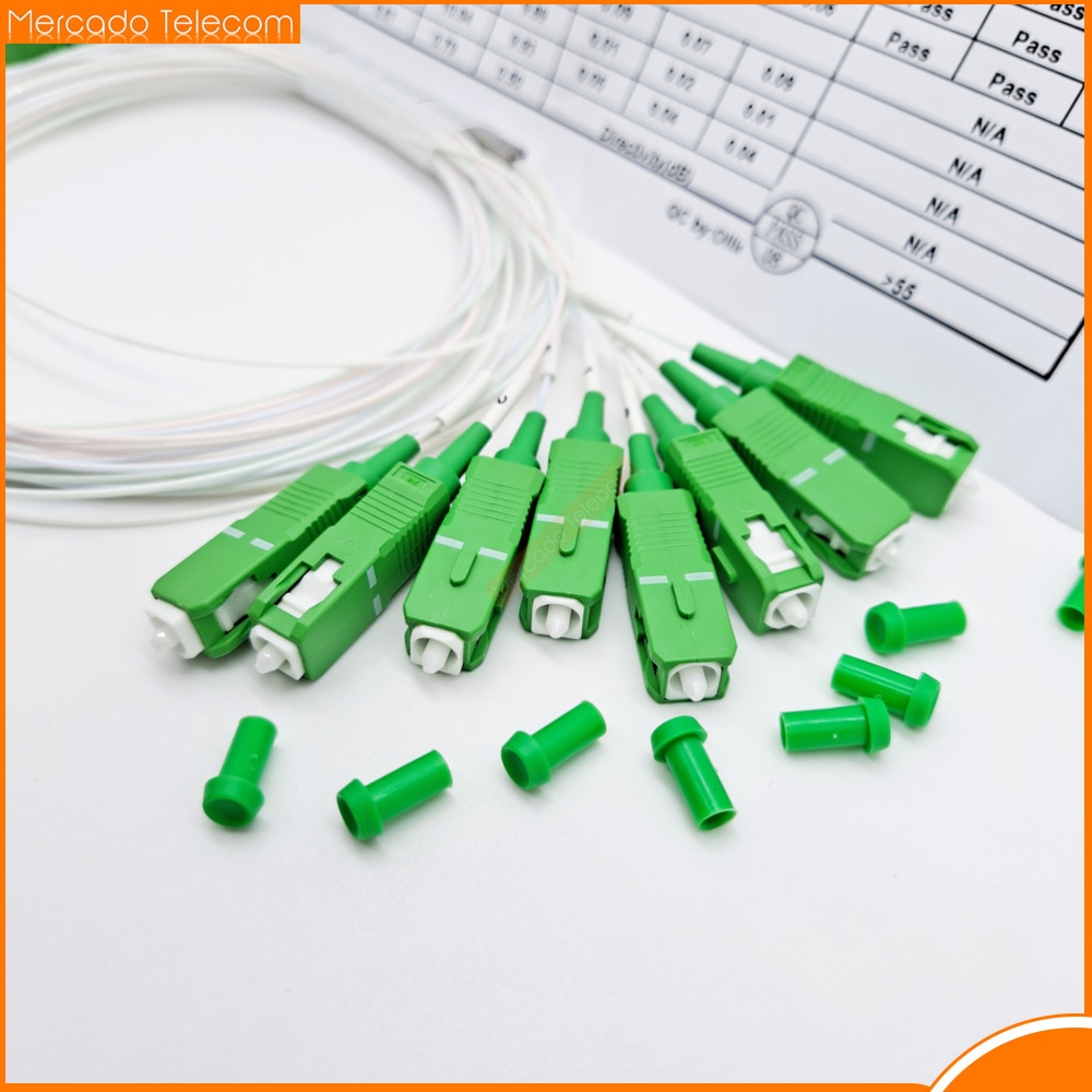 Free shipping 10 PCS/Lot 1X8 PLC SC/APC SM 0.9mm G657A1 PVC 1m FTTH Fiber Optic Splitter