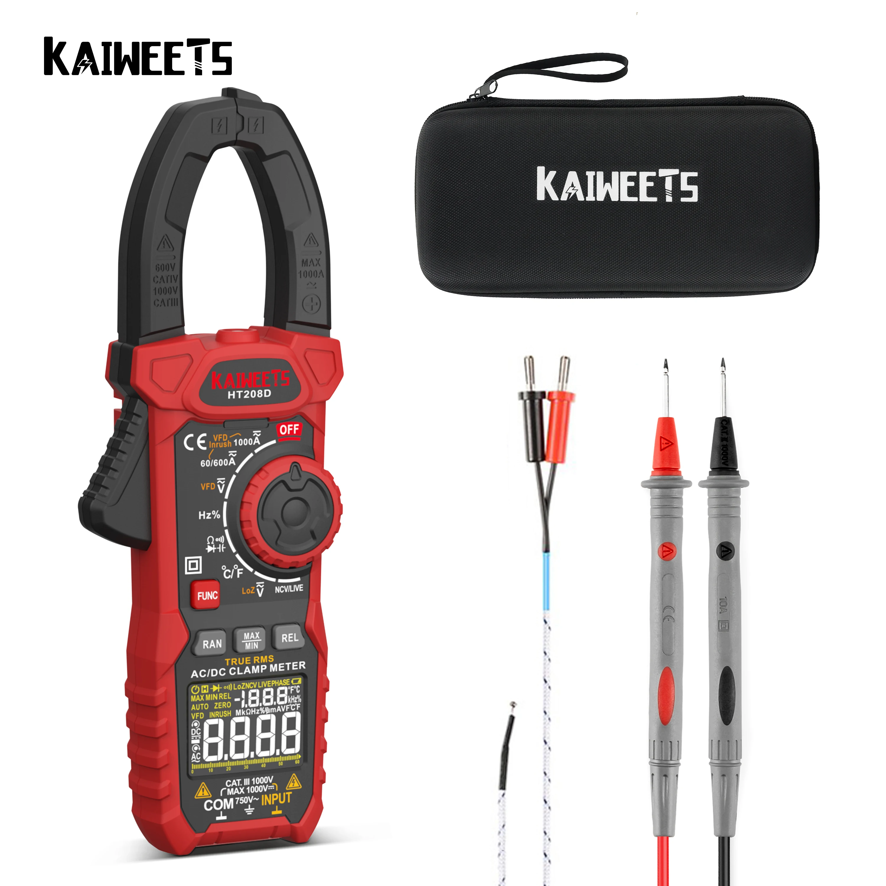 1000A AC DC Digital Clamp Meter Multimeter Pinza Amperimetrica True RMS High Precision Capacitance