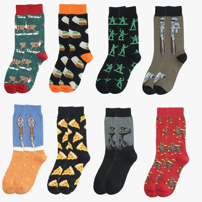 1 pair Cotton Socks Men shark pizza Sushi food dog duck animal Winter Retro Women Personality Funny Happy Socks Male socken