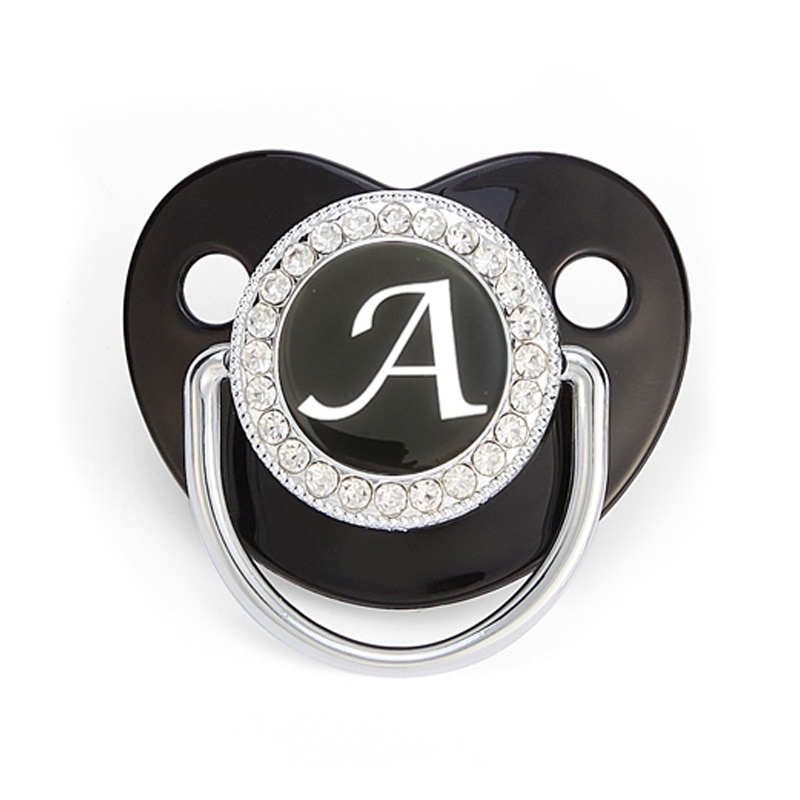 Name Initial Letters Baby Pacifier Newborn Silicone Pacifier Black Bling Infant Nipple BPA Free Baby Soother Dummy 0-24M