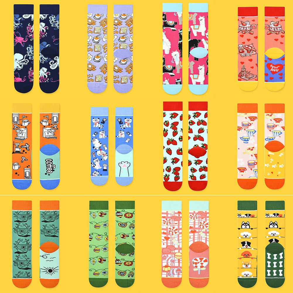 Autumn and winter new creative women's straight tube cartoon animal character fun trendy socks fashion long tube cotton soc