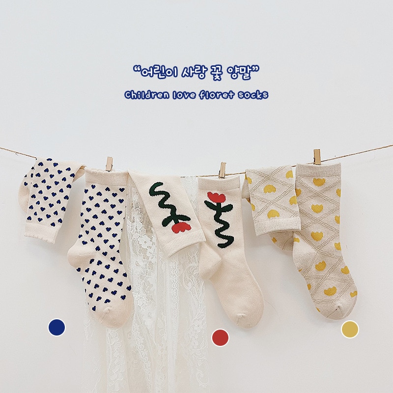 3 Pairs/lot 1 to 9 Years Girls Socks Autumn Winter Socks Warm Stripe Plaid School Cartoon Cute Kids Socks Fashion