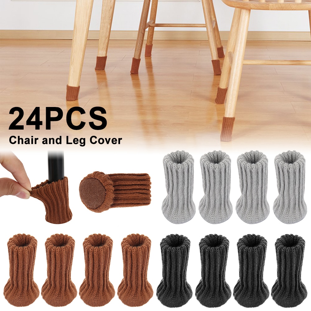 24PCS Table Leg Socks Knitted Chair Leg Cover Floor Protectors Furniture Legs Table Chair Leg Protector Cover Legs For Furniture
