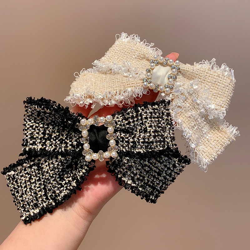 Bowknot Tassel Hair Pins Pearl Crystal Hair Clips for Women Handmade Female Luxury Jewelry Headwear Korean Hair Accessories New