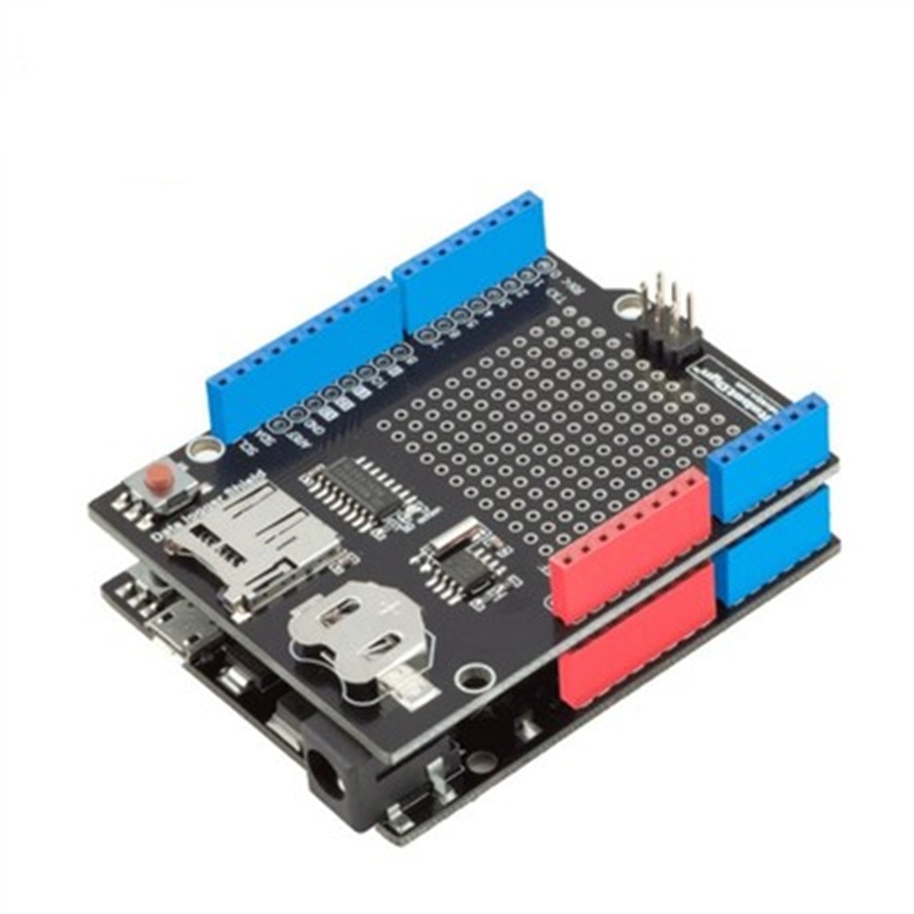 Data logger shield compatible for Arduino, MicroSD-card + RTC (Assembled) with battery