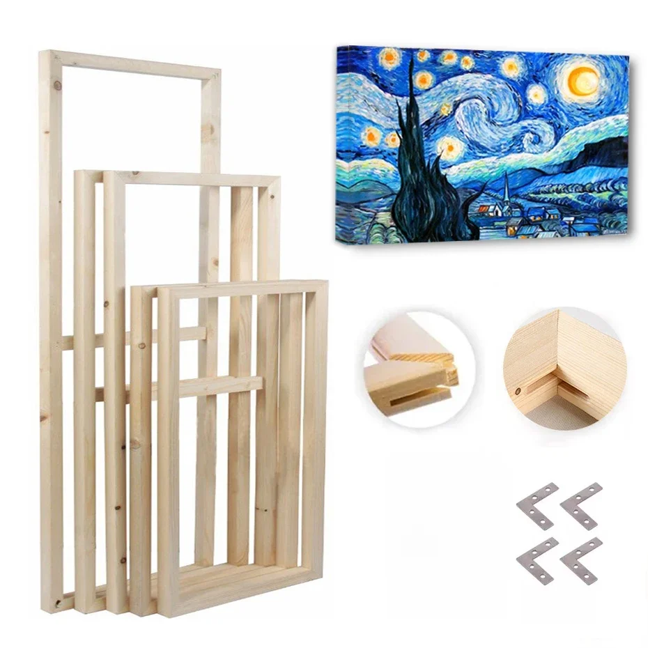Solid Wood Canvas Picture Frame Kit DIY Stretcher Bars for Canvas Prints Diamond Oil Painting Wooden