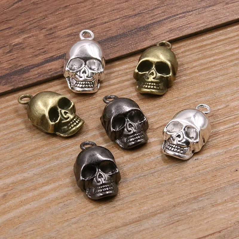 10Pcs 11*20mm 3 Color Skull Ghost Head Charms Halloween Pendants Handmade Decoration Vintage For DIY