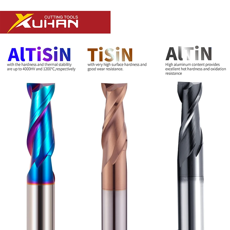 Xuhan 2Flute Carbide End Mill Milling Cutter Alloy Coating Tungsten Steel Endmill Cutting Tool CNC