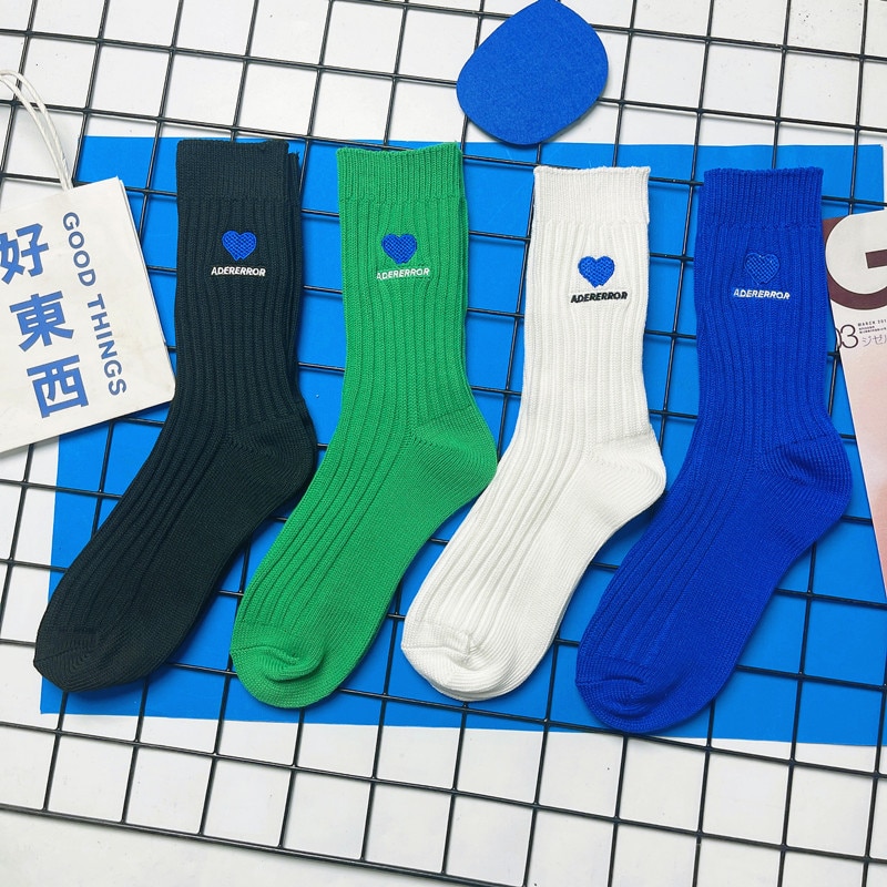 Ader Crew Street Fashion Cotton Socks Family Men Women Classic Logo KR Error Crew Sock High Quality Korean Style Sports Crewsock