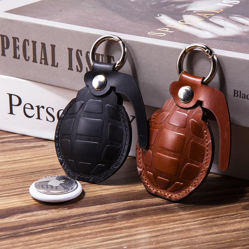 airtags cowhide case anti-lost device case tracker AirTags protective case Bluetooth locator leather case grenade Airtag case