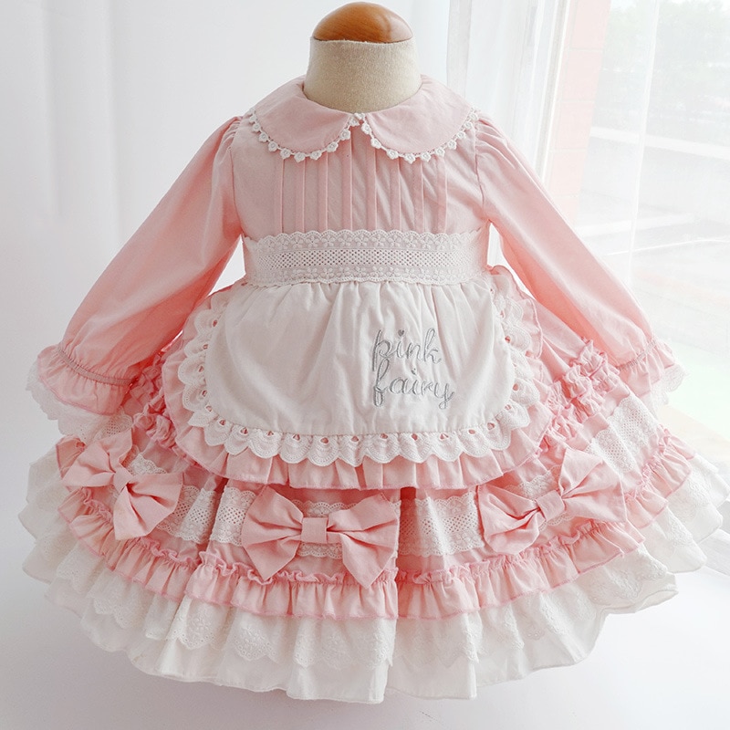Baby Girls Princess Dress Spanish Court Lolita Layered Ball Gown Dress Spring Autumn Kids Cotton Lace Birthday Party Dresses y93
