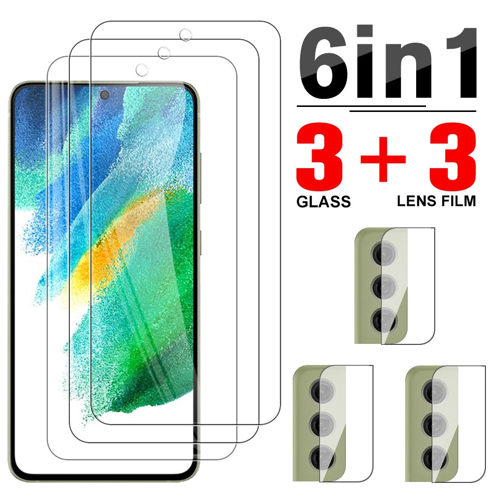 6in1 Tempered Glass For Samsung Galaxy S21 FE 5G Screen Protector For Samsung S21 S20 FE 4G 5G Camera Lens Protective Film Cover
