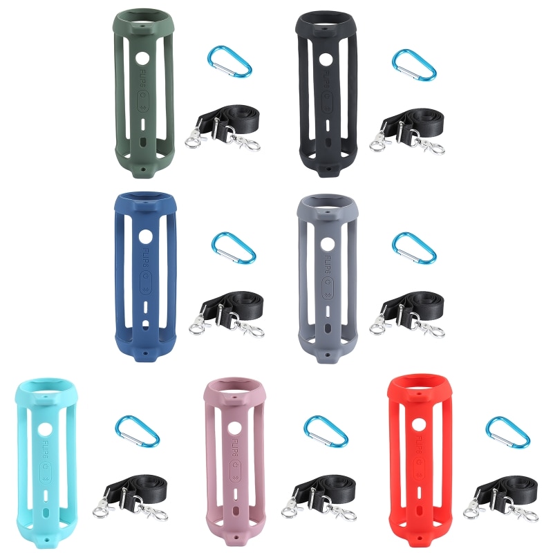 Silicone Protective Cover for JBL Flip 6 Speaker Travel Case with Shoulder Strap Hook