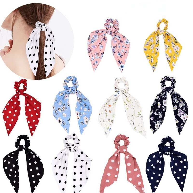 Women Girls Maternity Hairband Bow Scrunchies Hair Ponytail Ribbon Scarf Sweet Elastic Hair Band Headwear Hair Ties Accessories