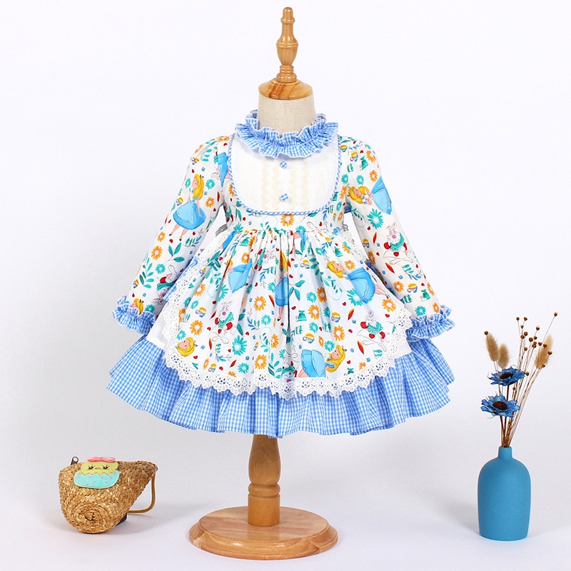 Children's Lolita Dress Girls Lolita Princess Dress Long sleeved Sping New Dress Children's Lolita Print Dress Spain
