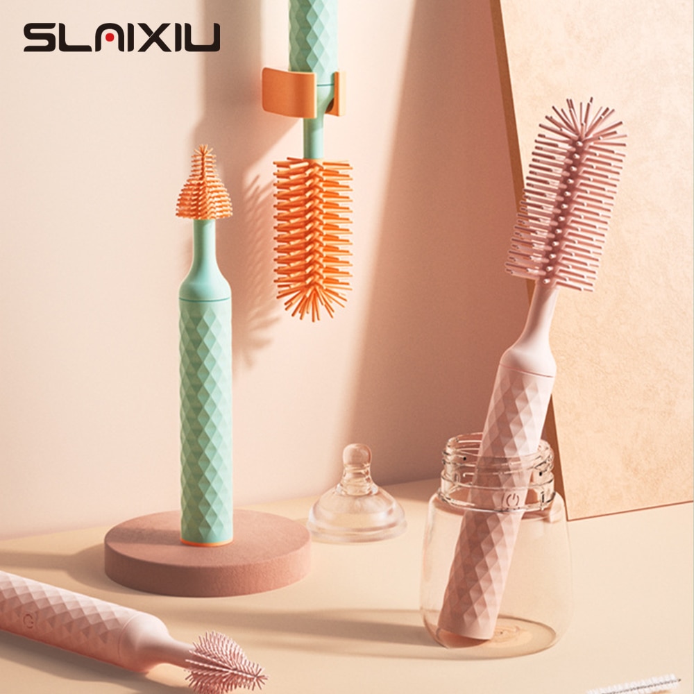Electric Silicone Bottle Brush 360 Degree Rotating Baby Pacifier Cup Pacifier Cleaning Brush Set with 1200mAh Lithium Battery