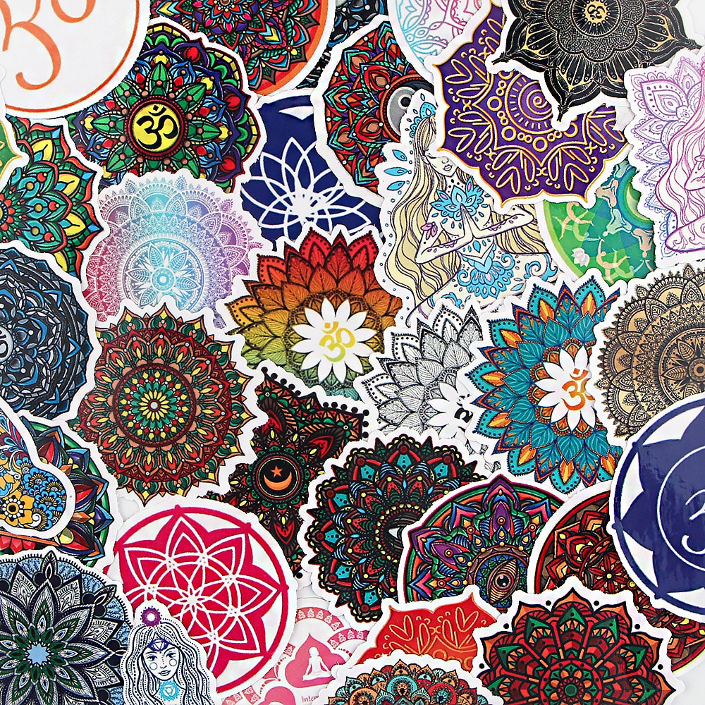 24/36/59PCS Yoga Mandala Pattern PVC Stickers for Car Suitcase Car Helmet Luggage Graffiti Sticker For Phone Case Home Decals