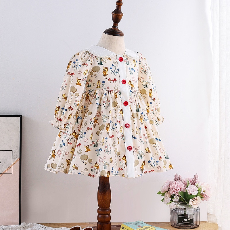 Vintage Lolita Ball Gown Lace Dress Summer Spanish lolita Princess Ball Gown Lace Bow Print Cute Dress for Girl Birthday Dress