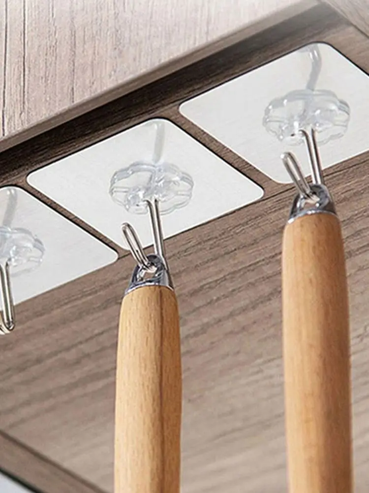 10 Pcs Door Hook Adhesive Wall Hooks Transparent Anti-skid Traceless Heavy Duty Stick on Hook