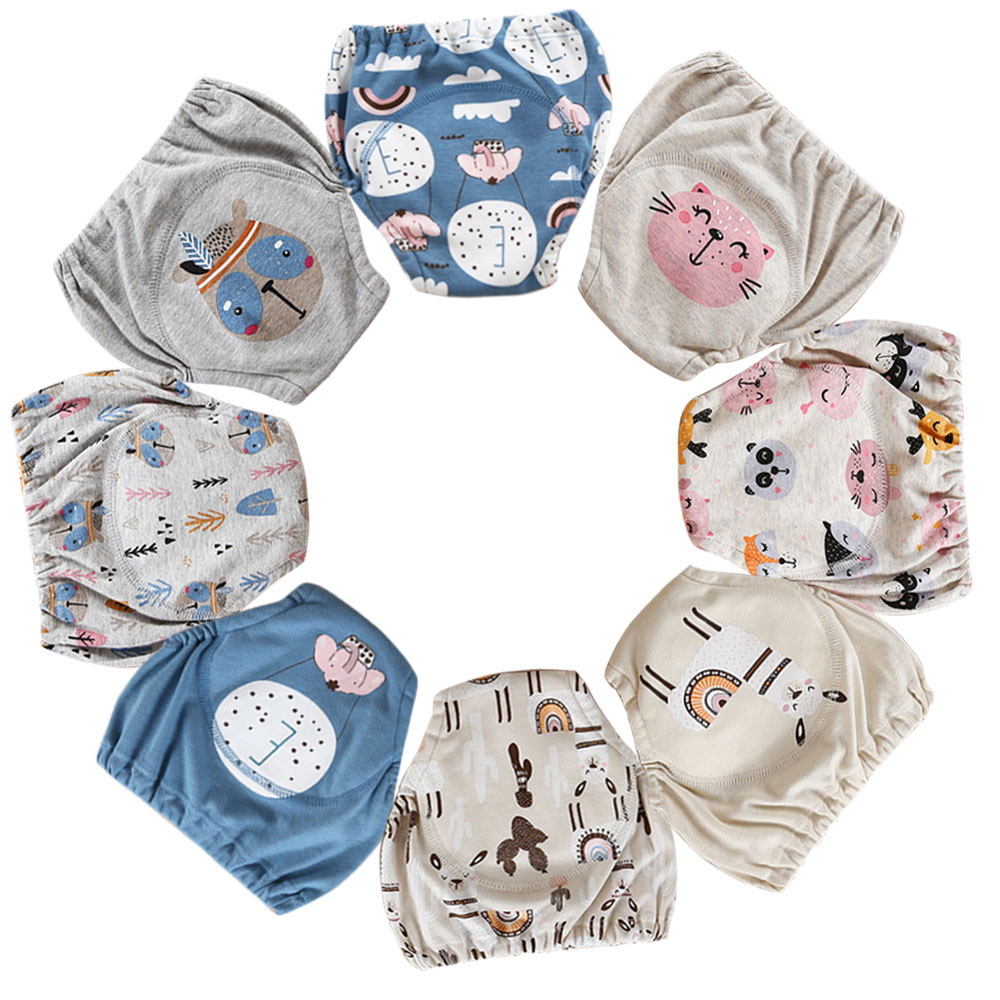 8pcs/lot Waterproof Reusable Cotton Baby Training Pants Infant Shorts Underwear Cloth Baby Diaper Nappies Panties