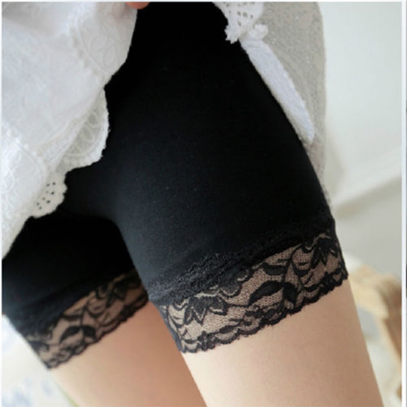 Womenu2019s Summer Thin Lace Shorts Wardrobe Malfunction Leggings Security Pants Solid Color Slim-Fit Wild Fashion Bottoms