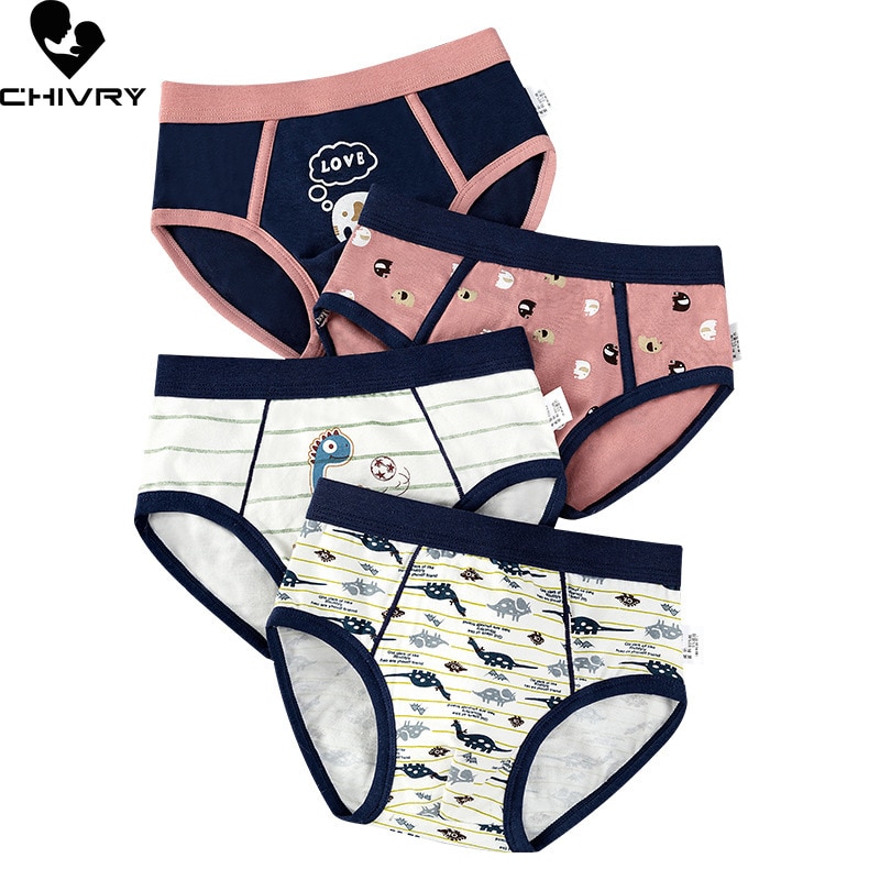 4 Piece Kids Boys Briefs Underwear Cartoon Dinosaur Children's Shorts Panties for Baby Boys Brief Teenager Underpants for 2