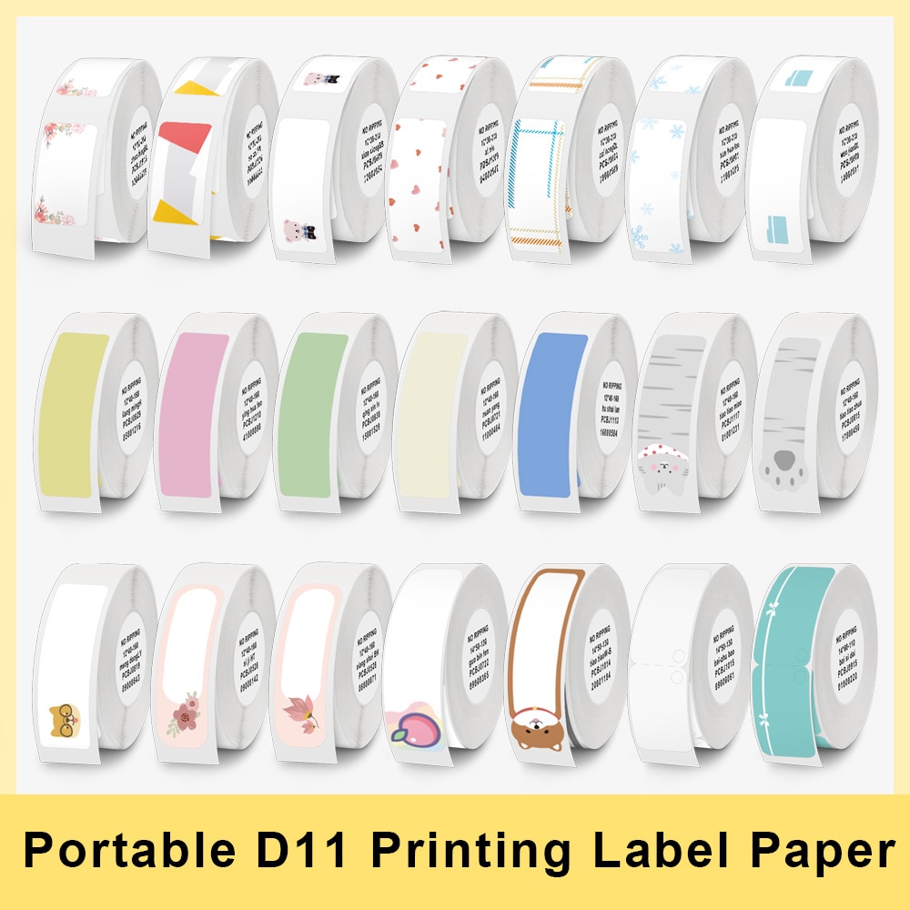 Multicolor D11 Printing Label For Niimbot D11 D110 Wireless Label Printer Waterproof Anti-Oil Tear-Resistant Thermal Label Paper