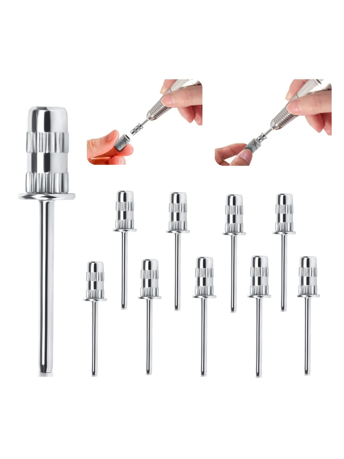 10 Pieces Nail Drill Heads Nail Drill Bits Sanding Band Shaft 3/32 Inch Nail Drill Bits Mandrels for