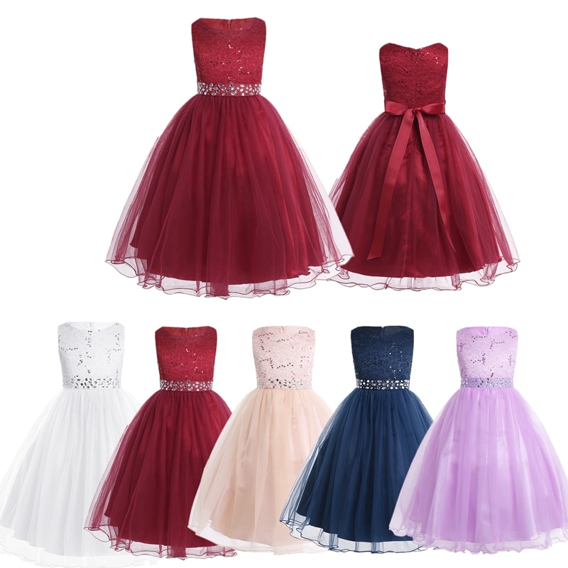 Girl's Dress Festive Long Flower Girl Dress for Wedding Party Dress Kids Bridesmaids Dress Princess Pageant Birthday Party 