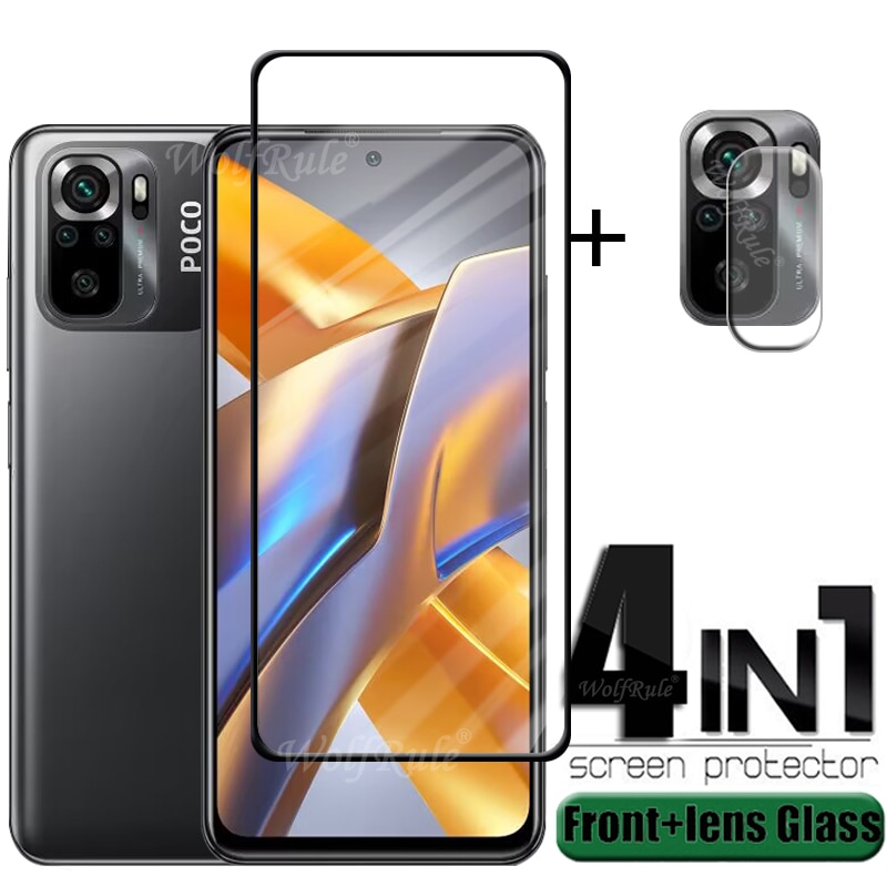 6-in-1 For Poco M5S Glass For Xiaomi Poco M5S Tempered 9H Full Cover Screen Protector For Poco F4 5G F3 M4 M3 Pro M5S Lens Glass