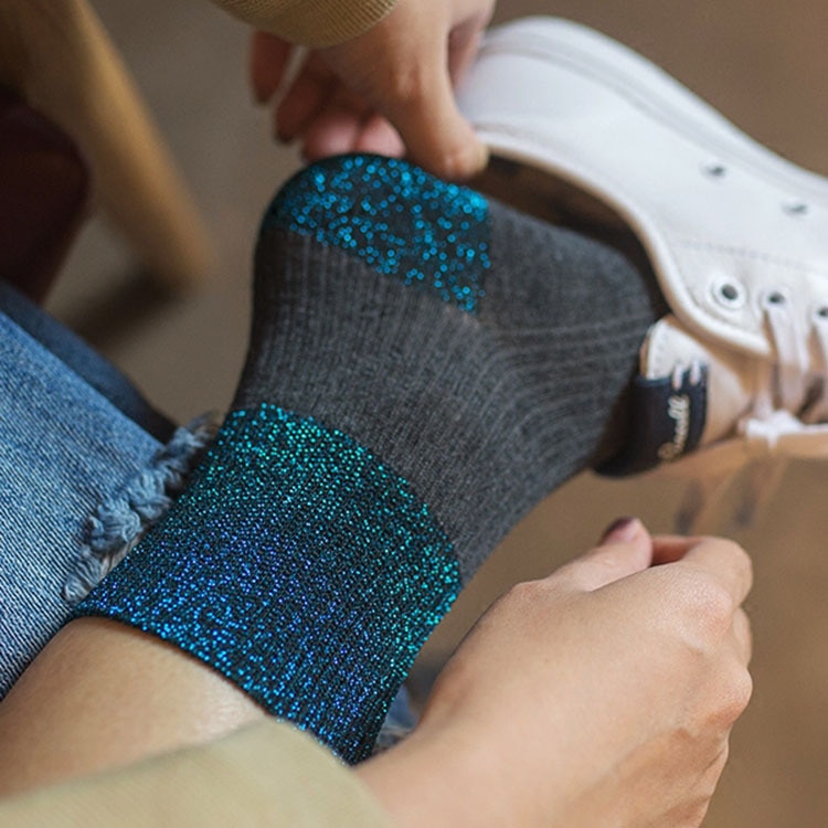 Women's Socks Spring and Autumn Cotton Korean Gold and Silver Silk Bright Silk Series Personality Versatile Four Seasons So