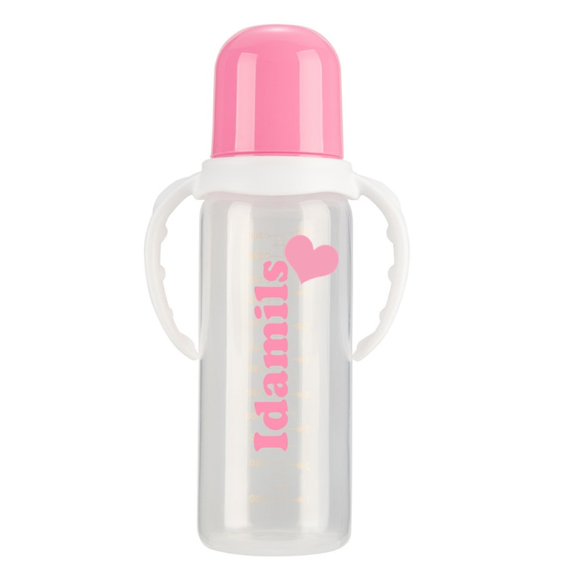 MIYOCAR personalized sweet heart baby bottle BPA free plastic 260ml standard neck special gift for baby lovely feeding bottle