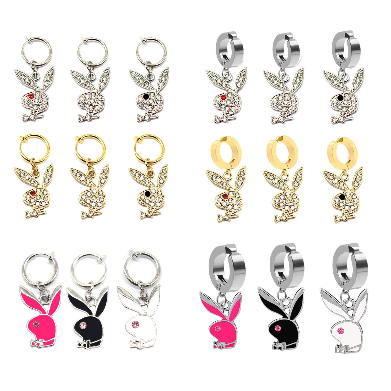 Faux Piercing Belly Button Rings Bunny clip on Navel rings Gold color Rabbit Belly Rings for Women Gem stone Fake Belly Piercing
