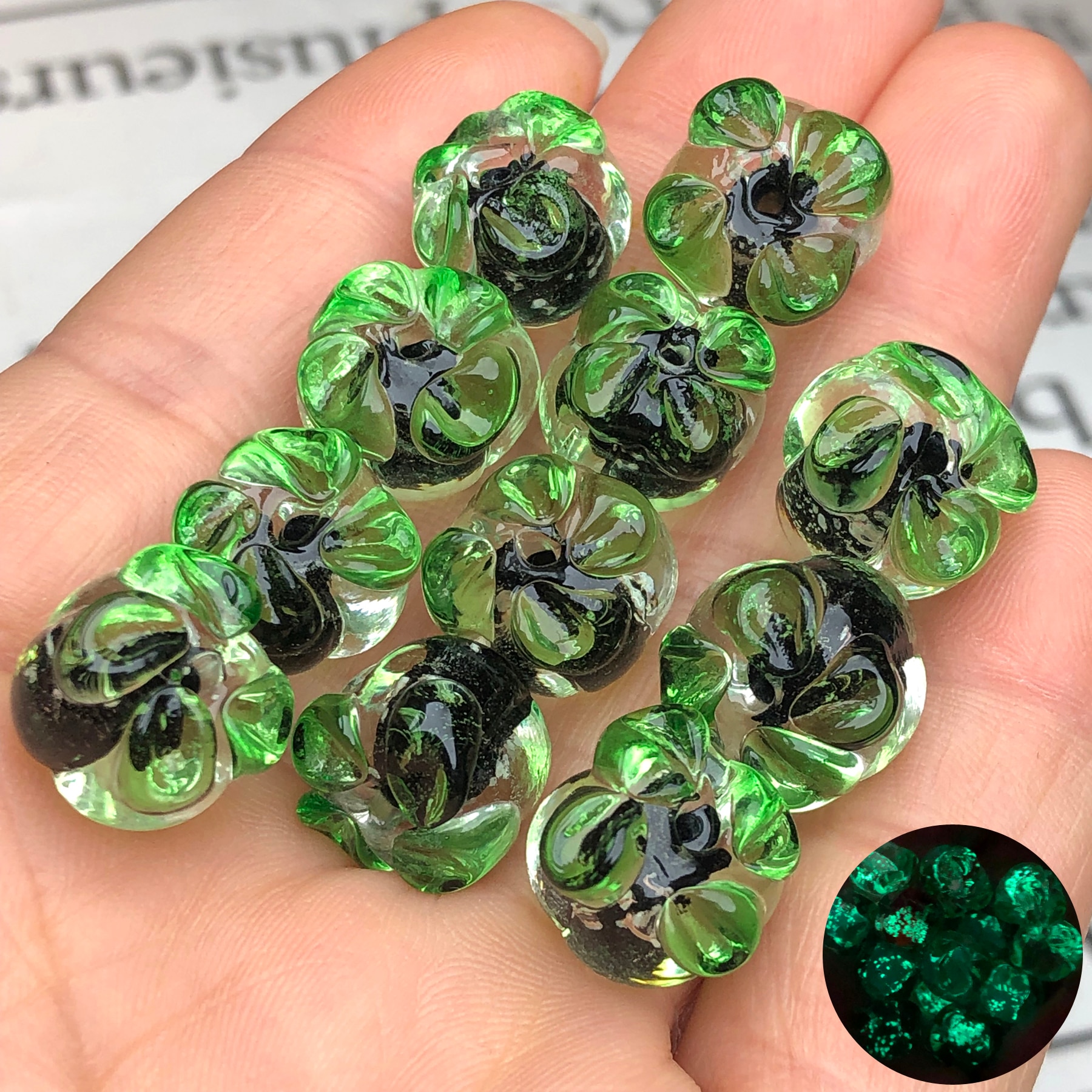 Black Persimmon Luminous Handmade Lampwork Glazed Glass Pendant Bead DIY Crafts Earring for Jewelry Finding Components Accessory