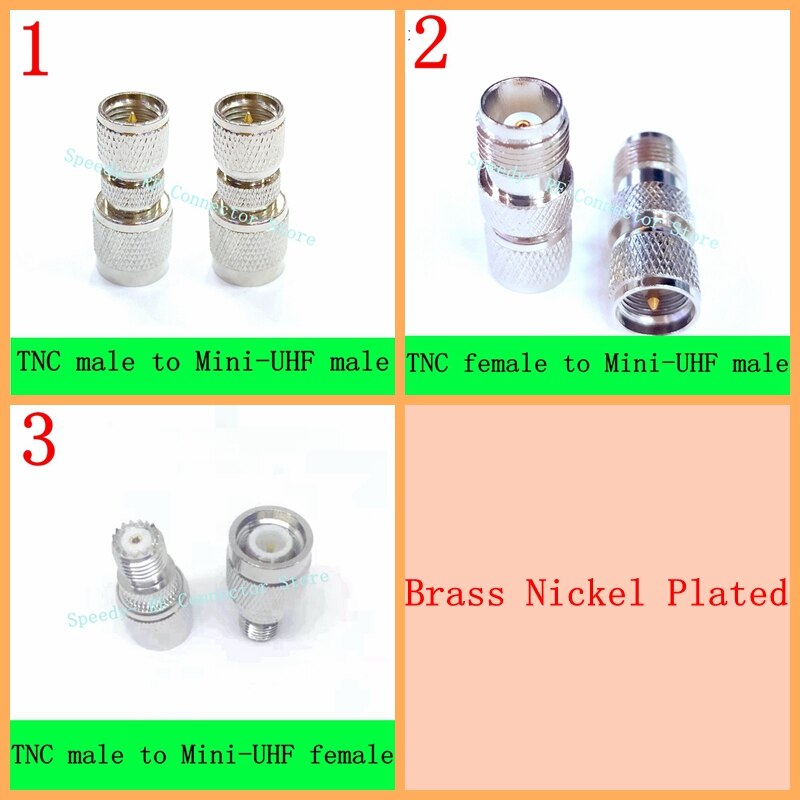 1Pcs SL16 Mini UHF S0239 PL259 To TNC Male Plug&Female Jack Straight Connector Mini UHF To TNC Coax Adapters Brass Nickel Pl
