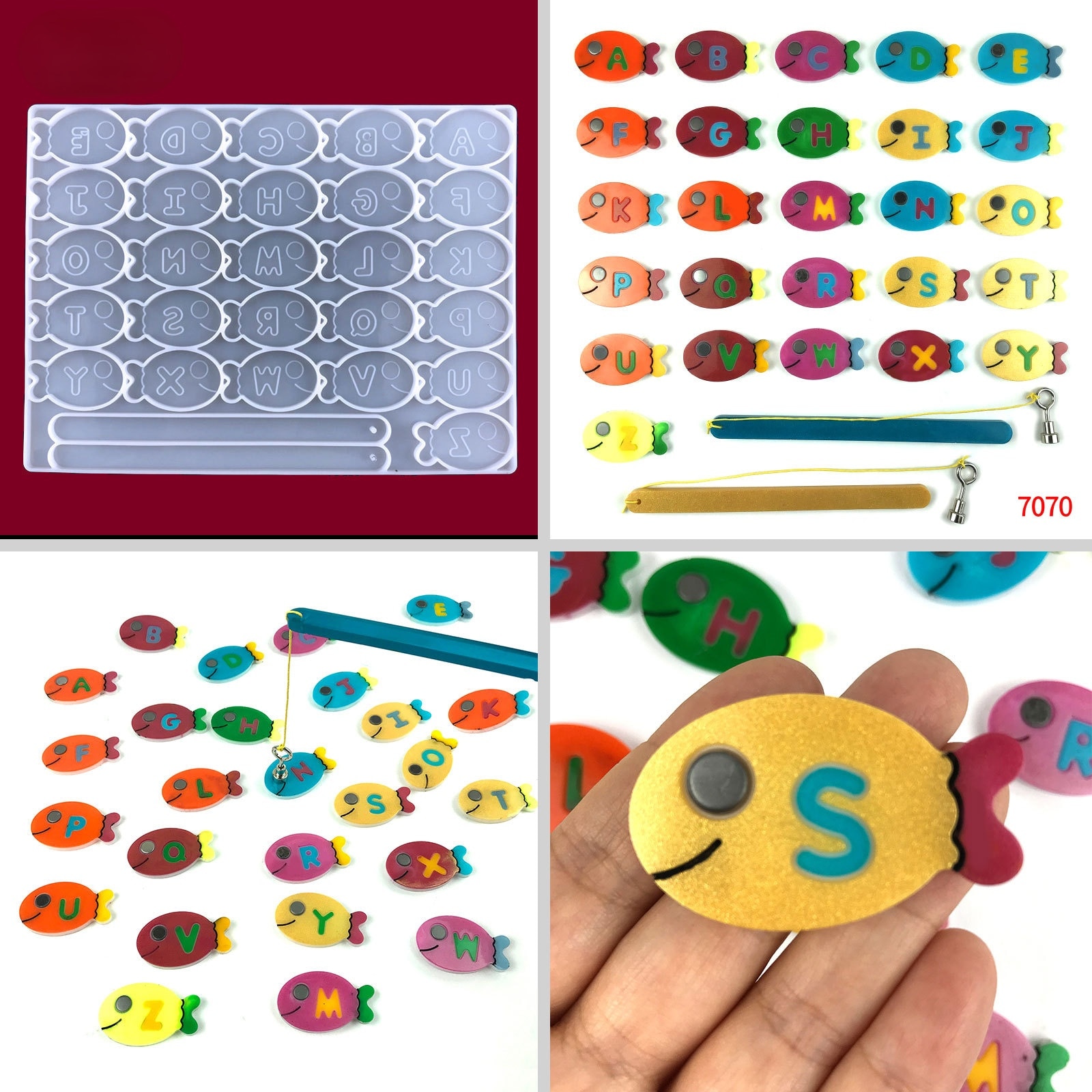Fishing Building Blocks Epoxy Resin Mold DIY Fishing Fun Game Parent-child Interactive Building Blocks Fishing Silicone Mold