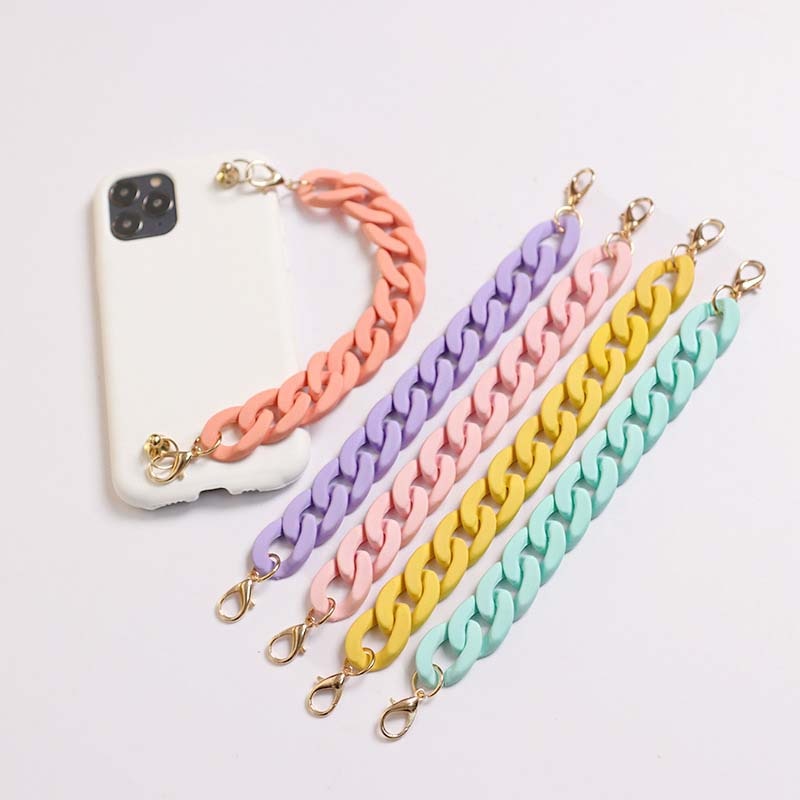 15 Styles Candy Color Anti-Fall Chain With Lobster Clasp DIY Handmade Plastic Jewelry Mobile Phone Bag Hanging Strap Accessories