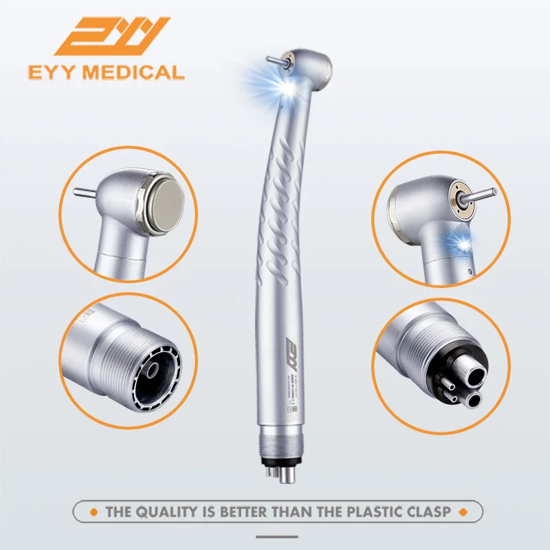 EYY Dental LED High Speed Handpiece E-generator Integrated Standard Head Push Button 3 Water Spray