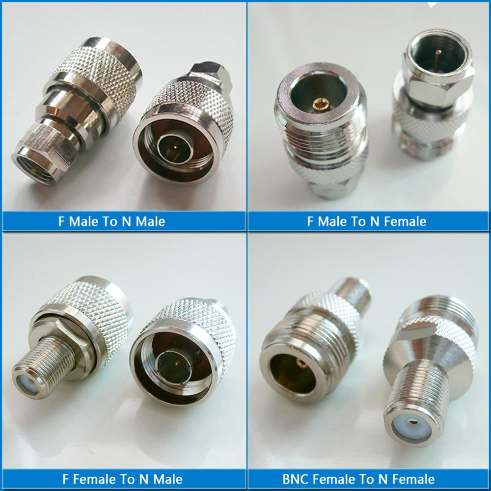 4 Pcs Kit Set F To N Connector Socket F To N Male & Female Plug F - N Nickel Plated Straight RF Adapters 50ohm