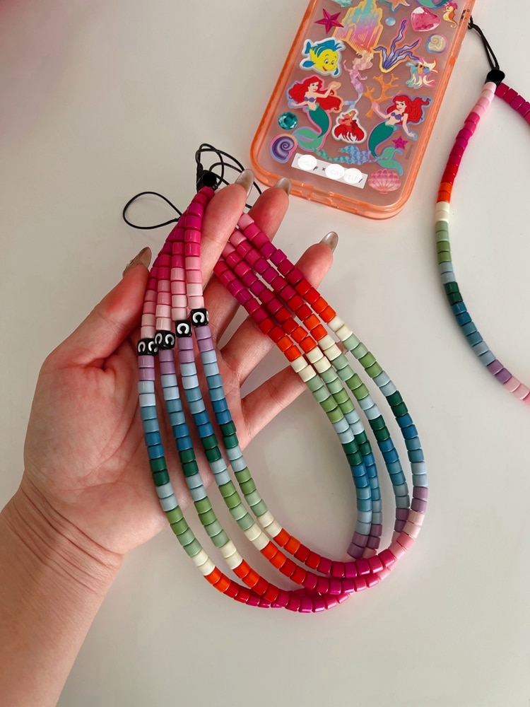Rainbow Color Phone Strap Handmade Beaded String Rope Girls Women's Cell Phone Hanging Cord Fashion Accessories 2022 New Tr