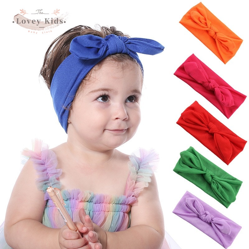 Baby Girl Headband Tiara Newborn Sweet Bow Hairbands Headdress Infant Accessories Headwear Head Wrap Solid Headdress