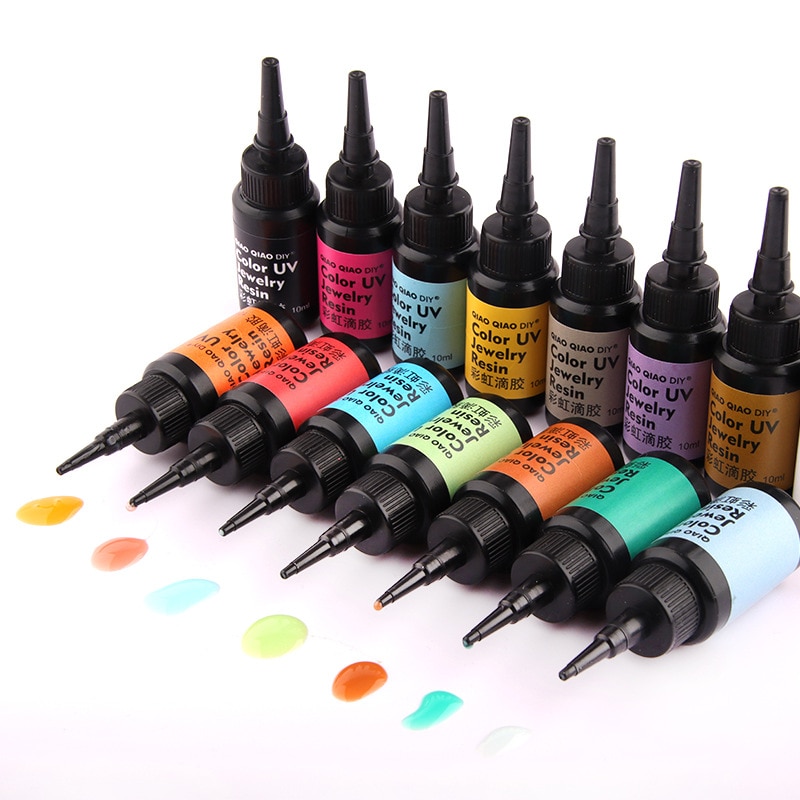 10ml Color UV Resin Glue Ultraviolet Curing DIY Jewelry Making Supplies Resin Pigments Quick-Drying Handmade Crafts 45 Colors