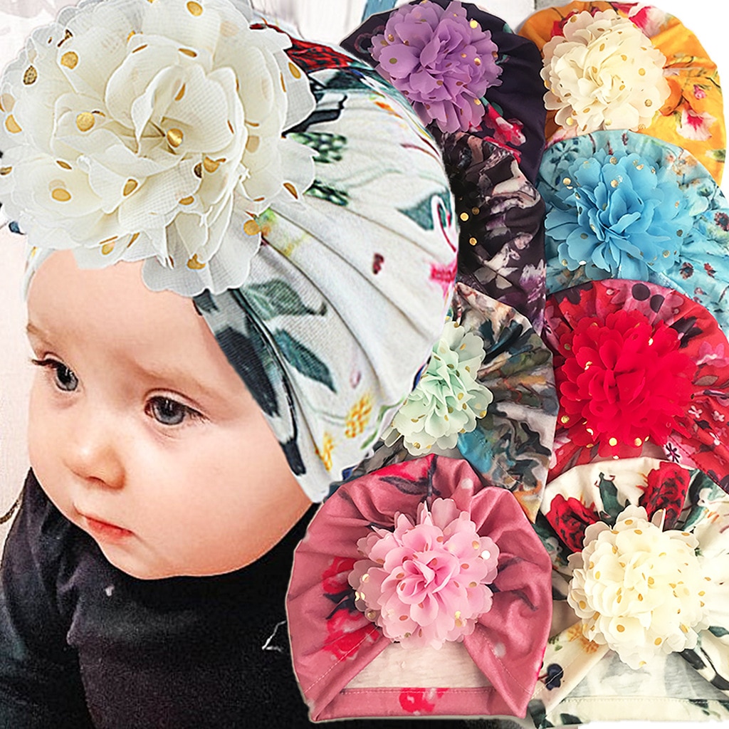 Baby Hat Big Bowknot Baby Girl Hat Turban Knot Head Wraps Baby Kids Bonnet Beanie