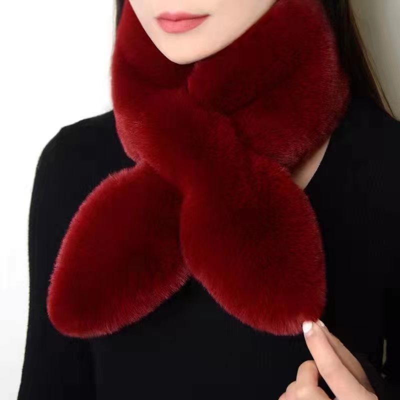 New fake fur scarf female imitation rabbit fur warm scarf winter student plush female scarf winter cold outdoor thickening warm